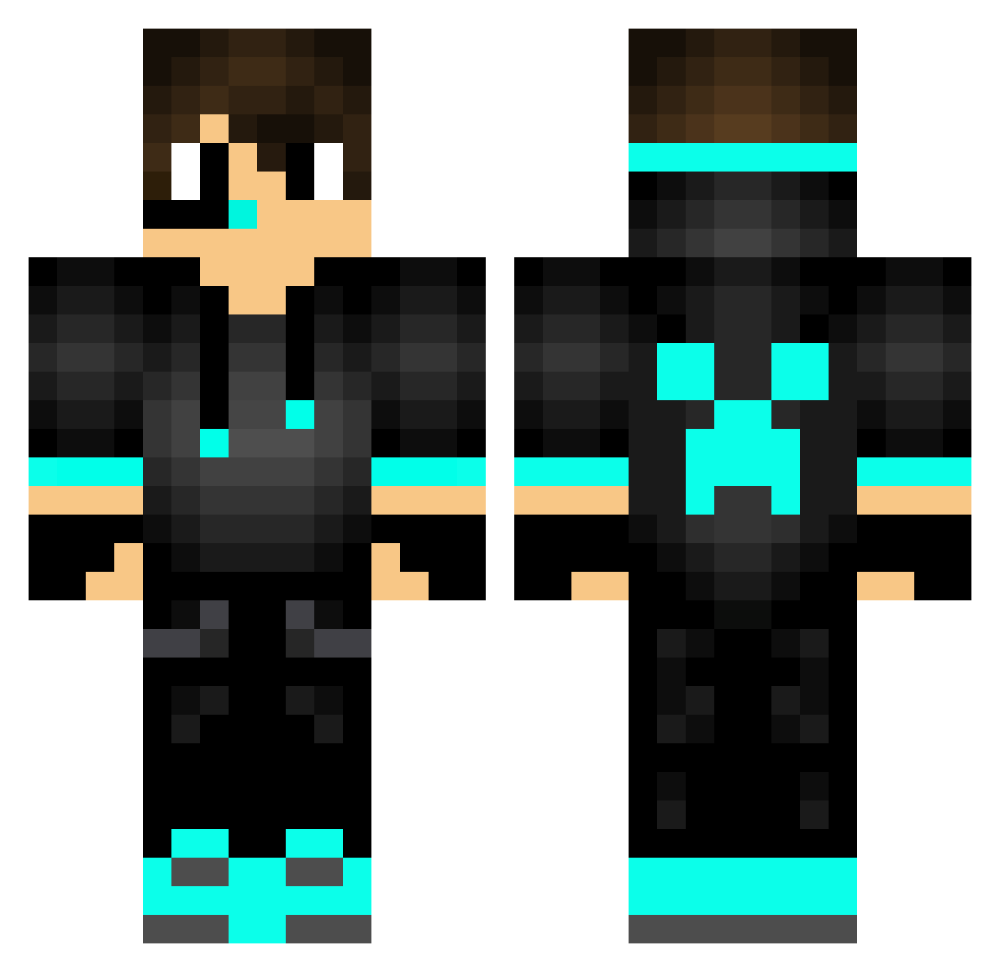 Aquamarine Minecraft skin, front and back view