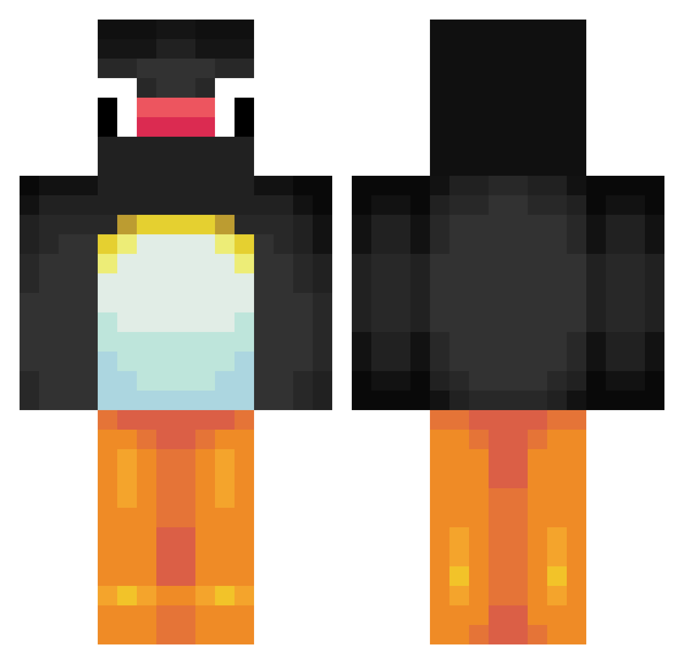 zzser Minecraft skin, front and back view