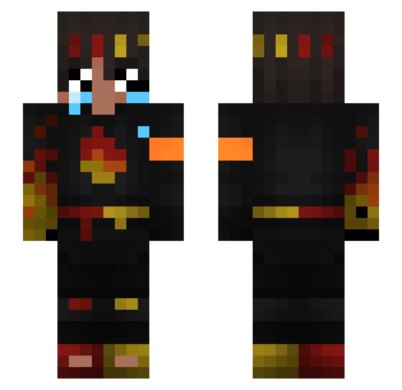 judeswolverine Minecraft skin, front and back view