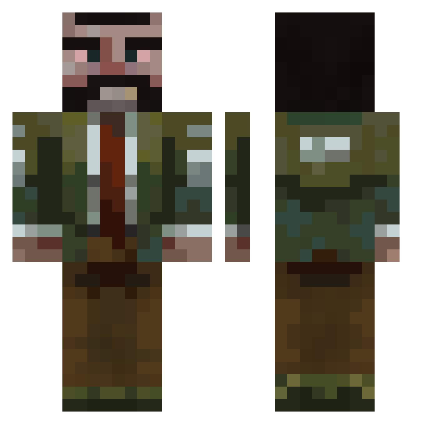 Gr3jpe Minecraft skin, front and back view