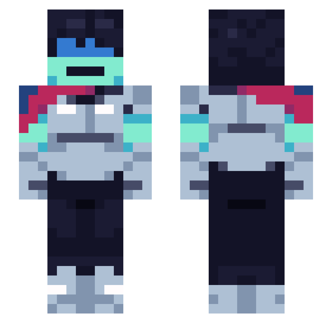 Ianster630 Minecraft skin, front and back view