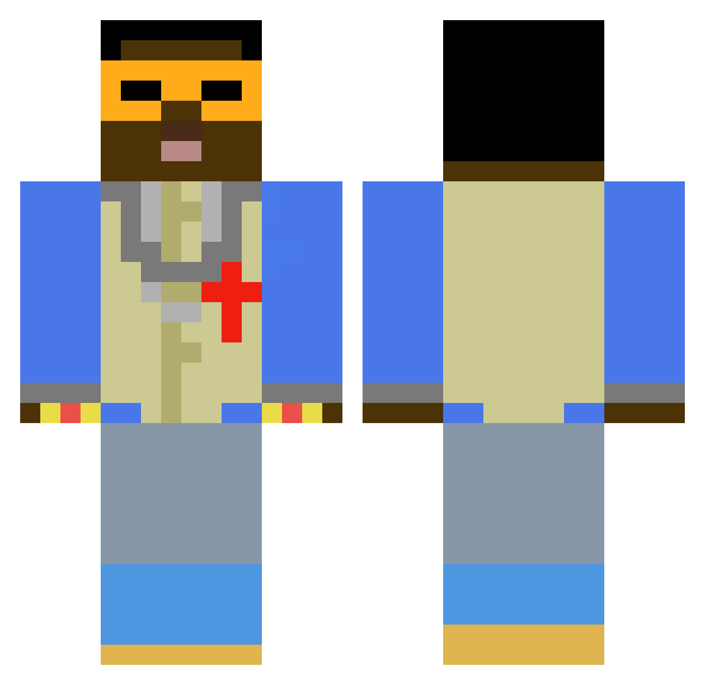 Benocles Minecraft skin, front and back view