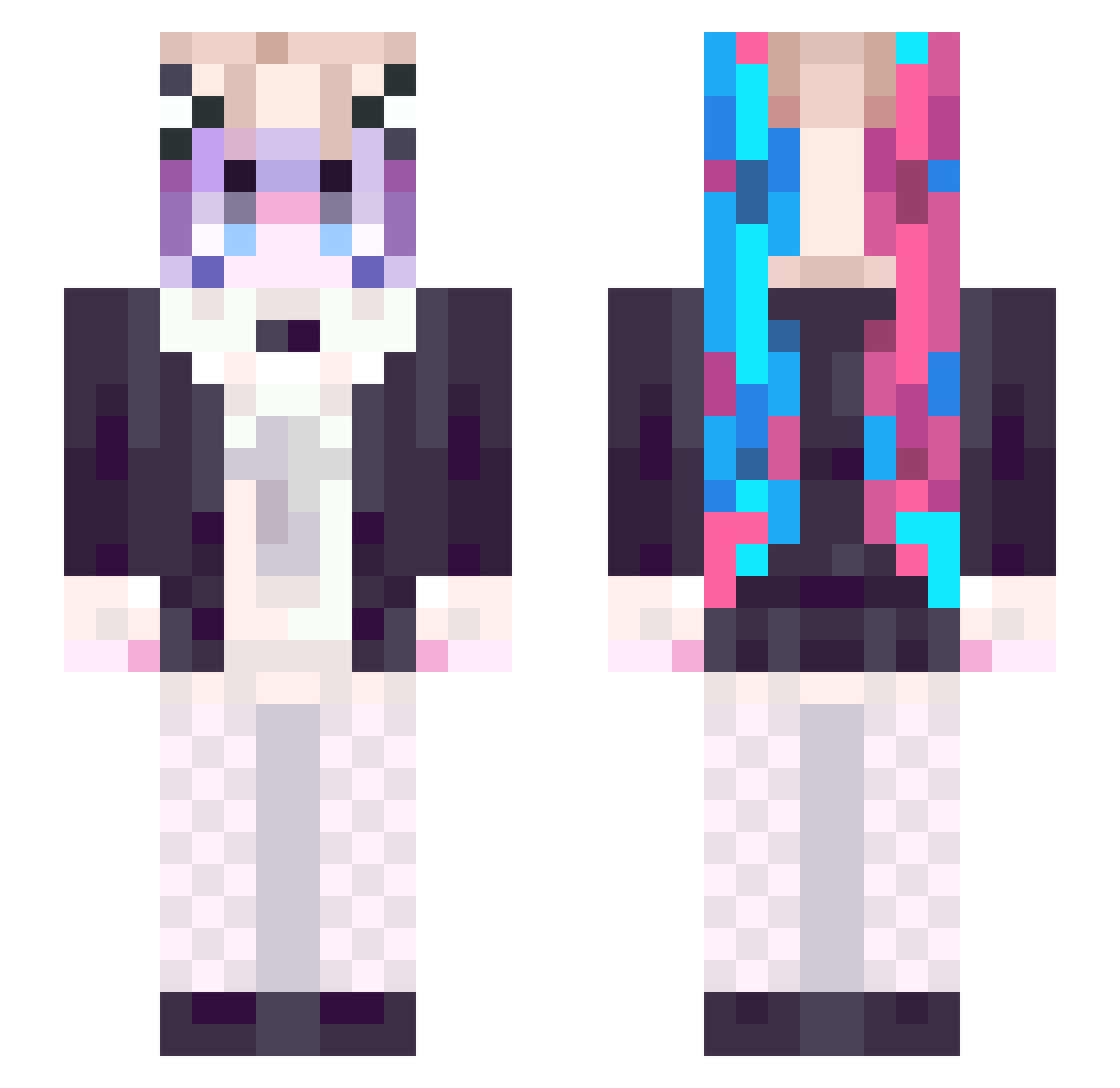 pogojuice Minecraft skin, front and back view
