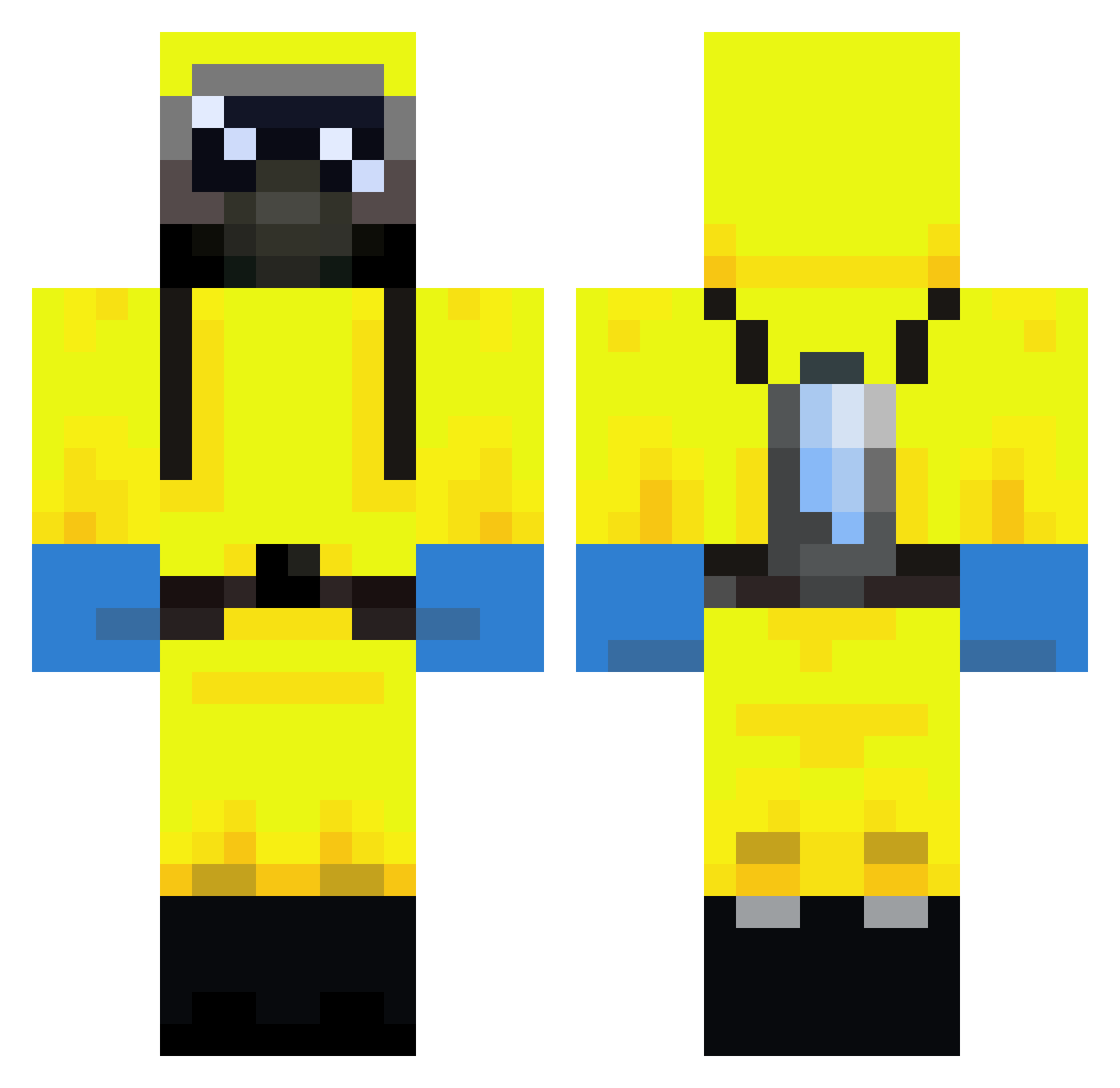 Snofs Minecraft skin, front and back view