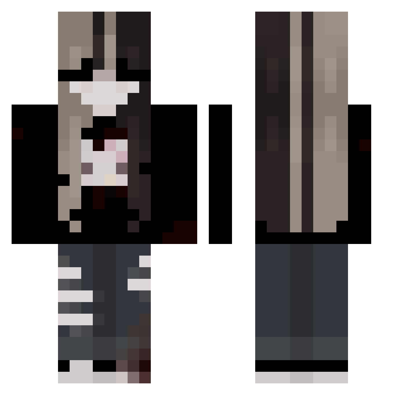 X_Kukuara Minecraft skin, front and back view