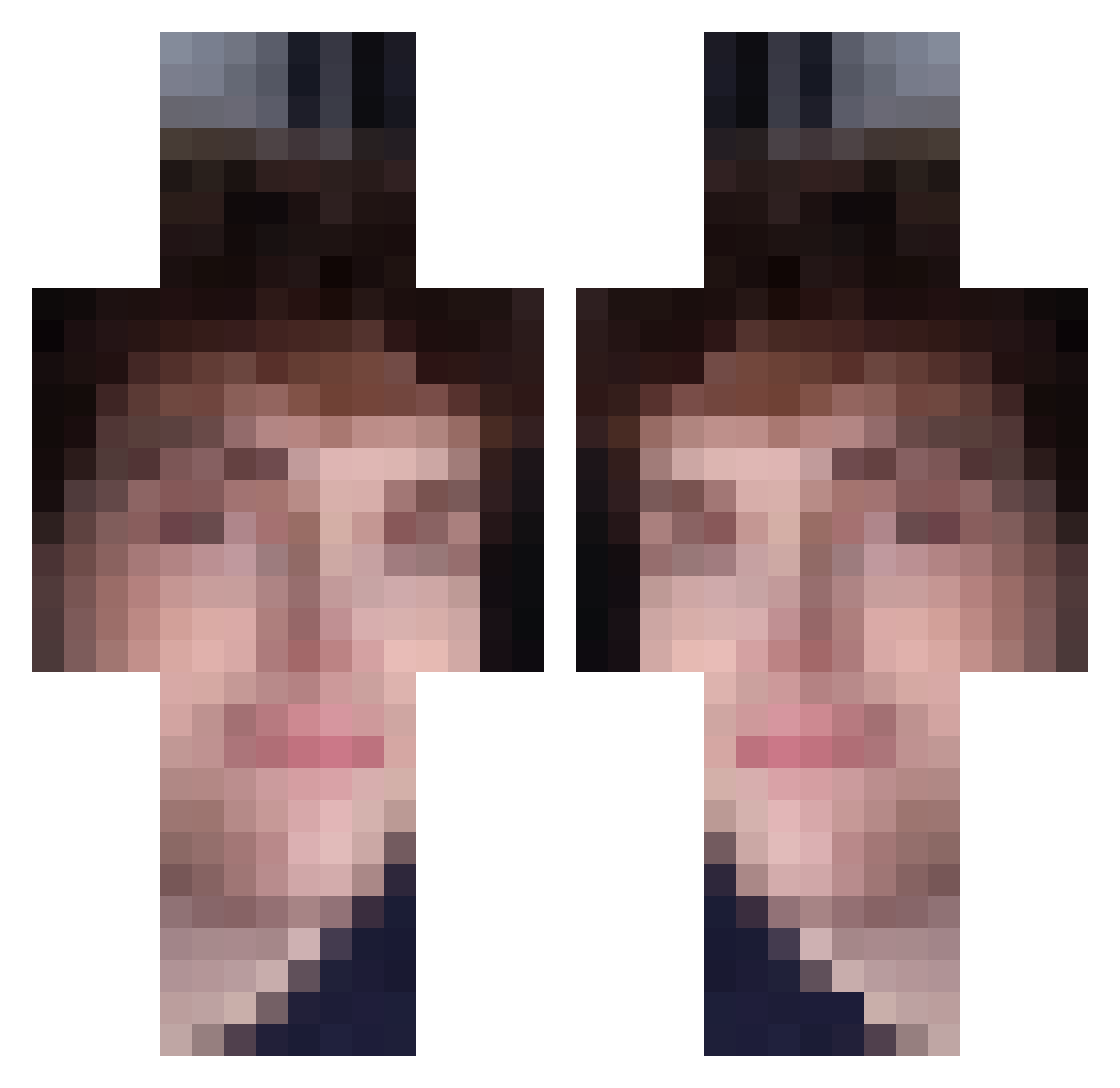 izzyxbox Minecraft skin, front and back view