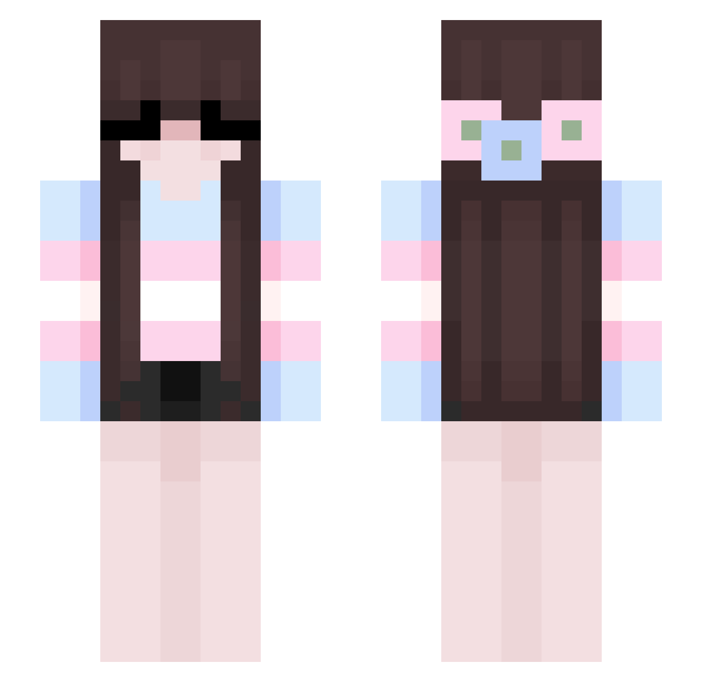 Koharu_Mia Minecraft skin, front and back view