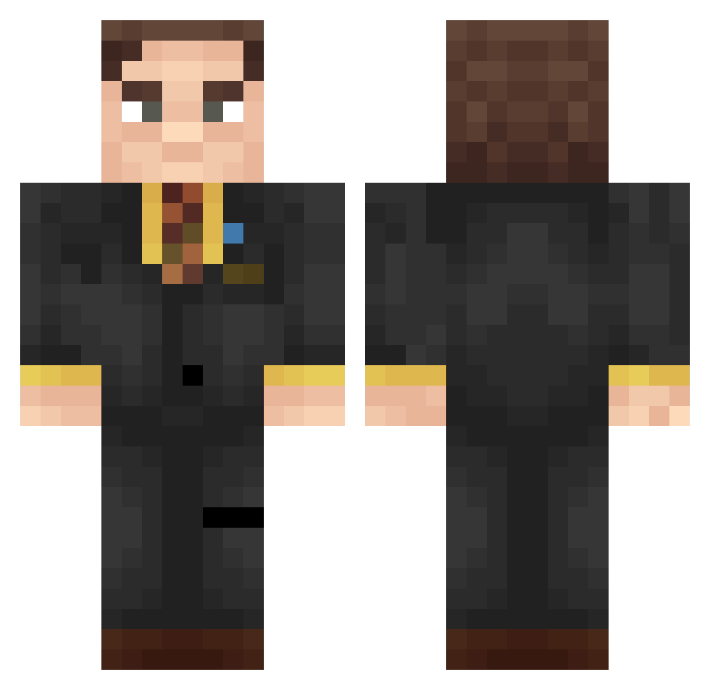 WelMilan Minecraft skin, front and back view
