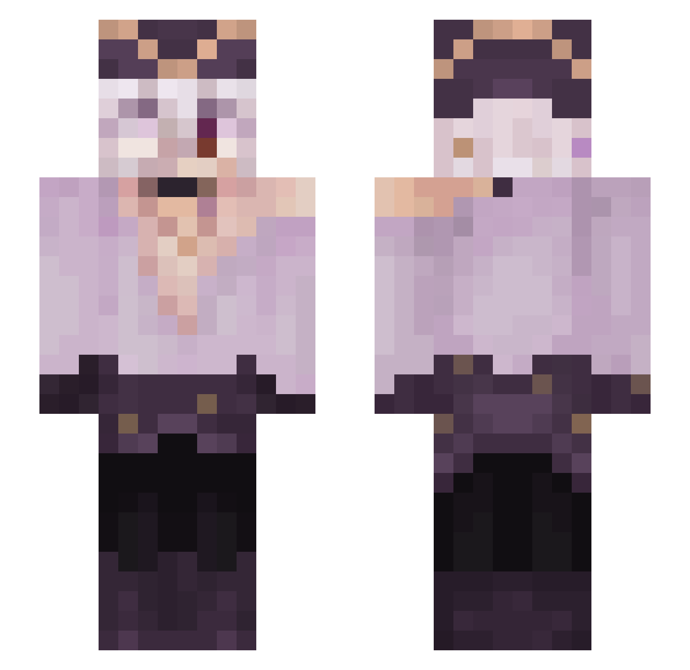 femkoi Minecraft skin, front and back view