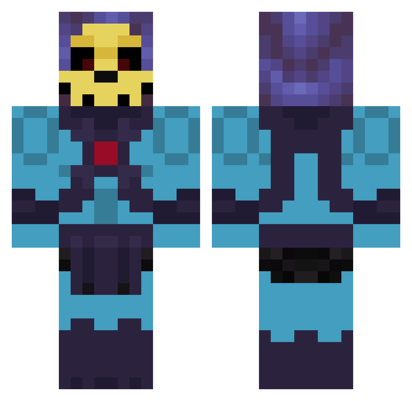 Saszor Minecraft skin, front and back view