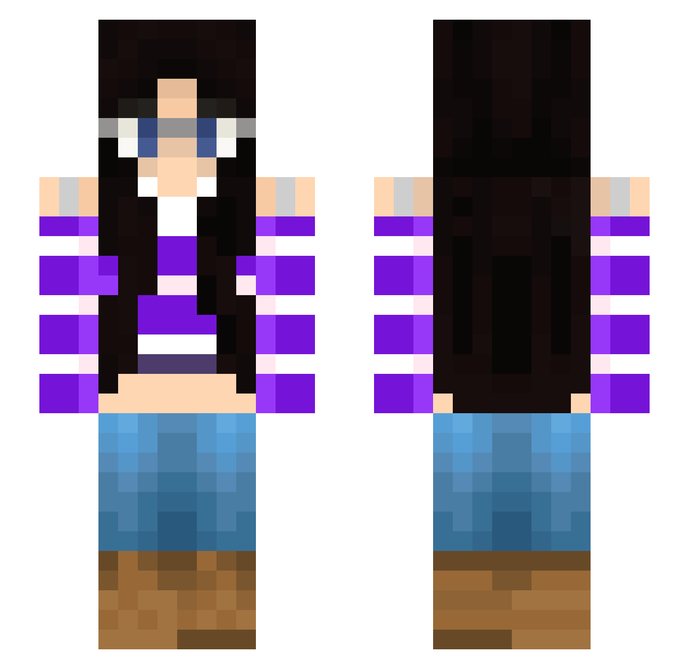 SnowQueenElsa Minecraft skin, front and back view