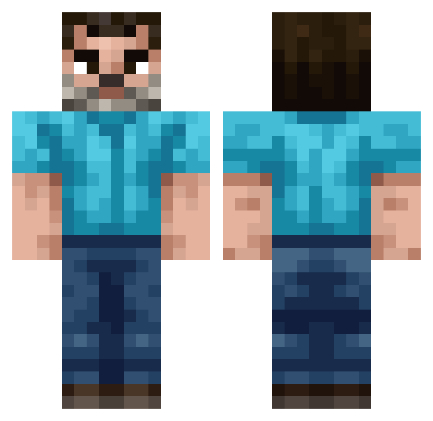 TriblekingIQ Minecraft skin, front and back view