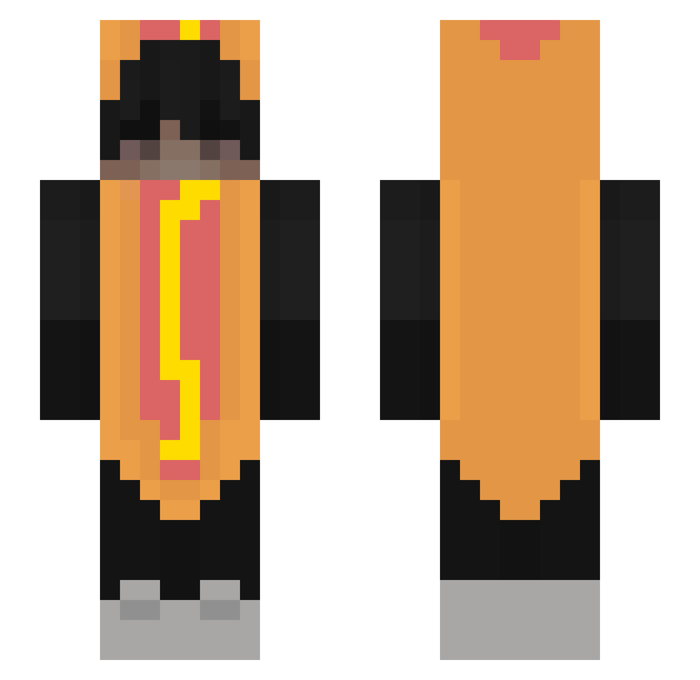 sveh Minecraft skin, front and back view