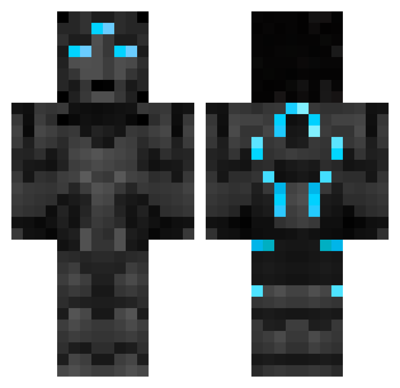abcru Minecraft skin, front and back view