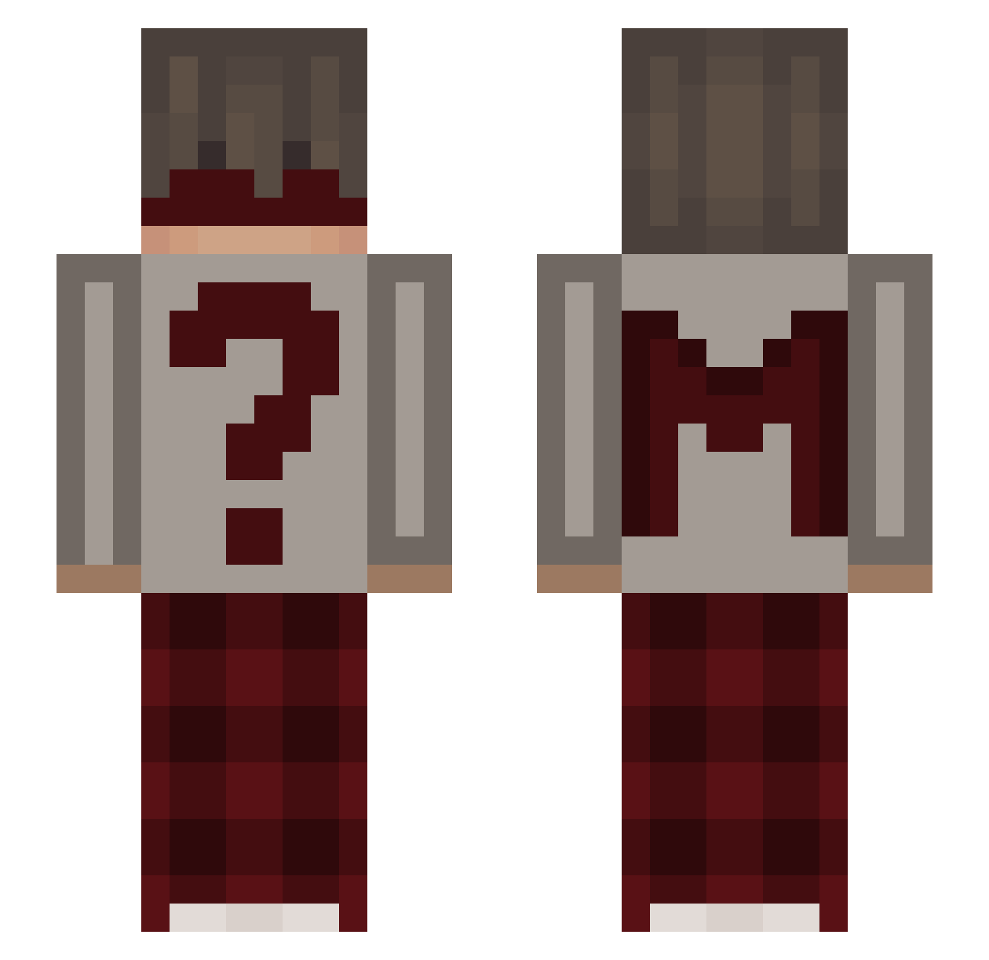 Swizzy14 Minecraft skin, front and back view