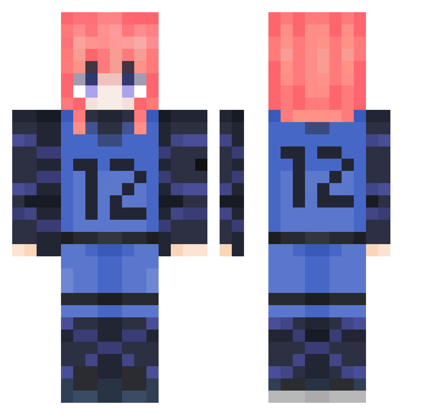subub61 Minecraft skin, front and back view