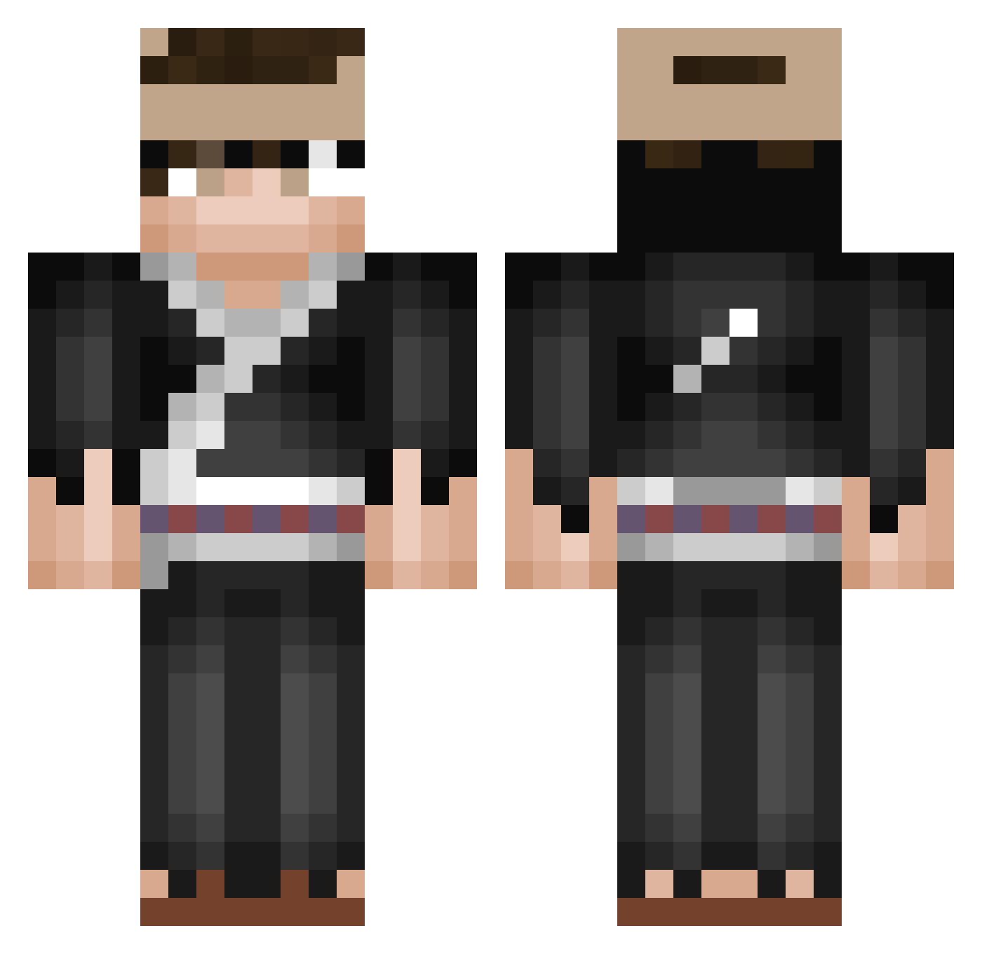Optiic Minecraft skin, front and back view