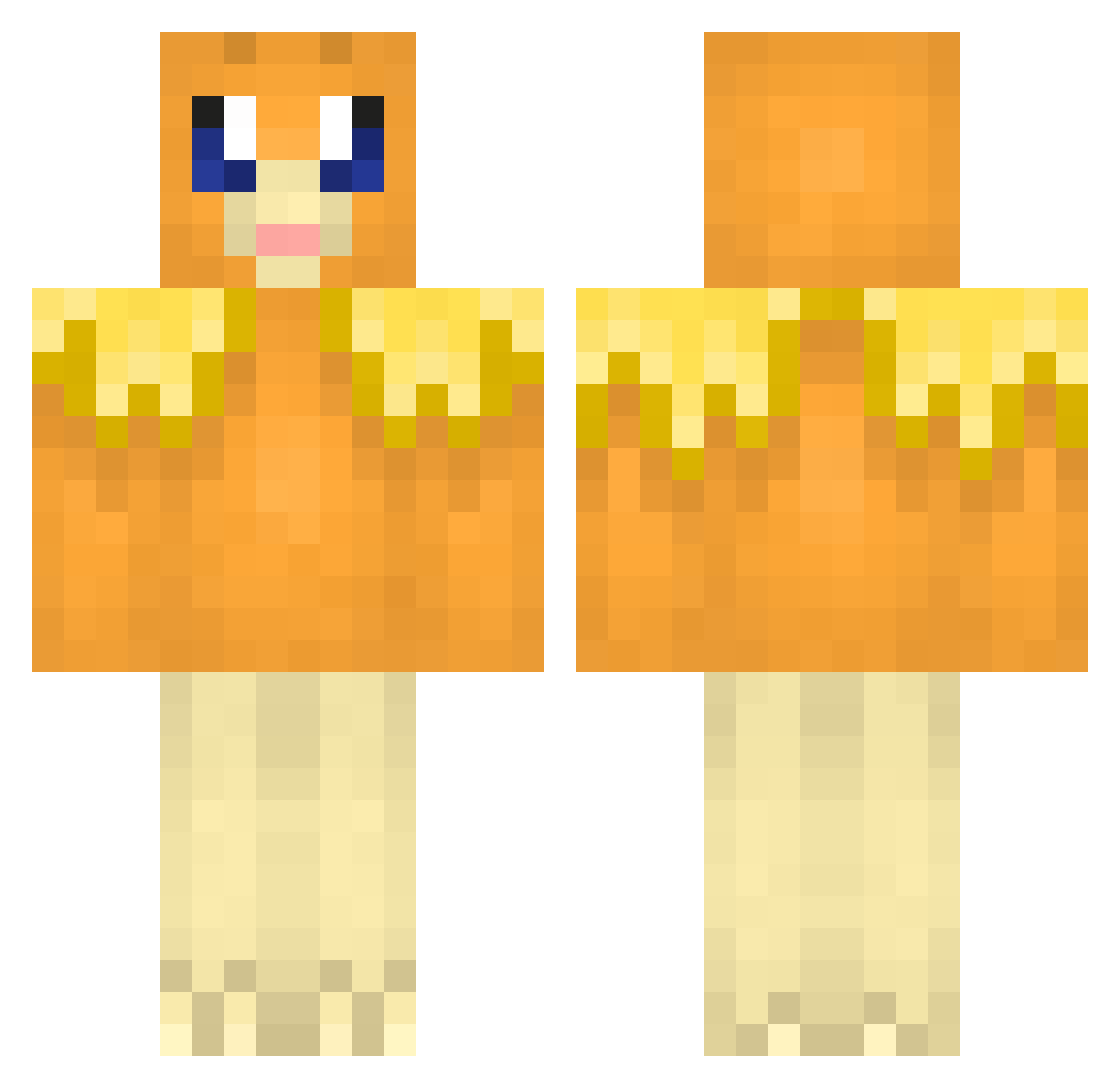 MrTorchic Minecraft skin, front and back view