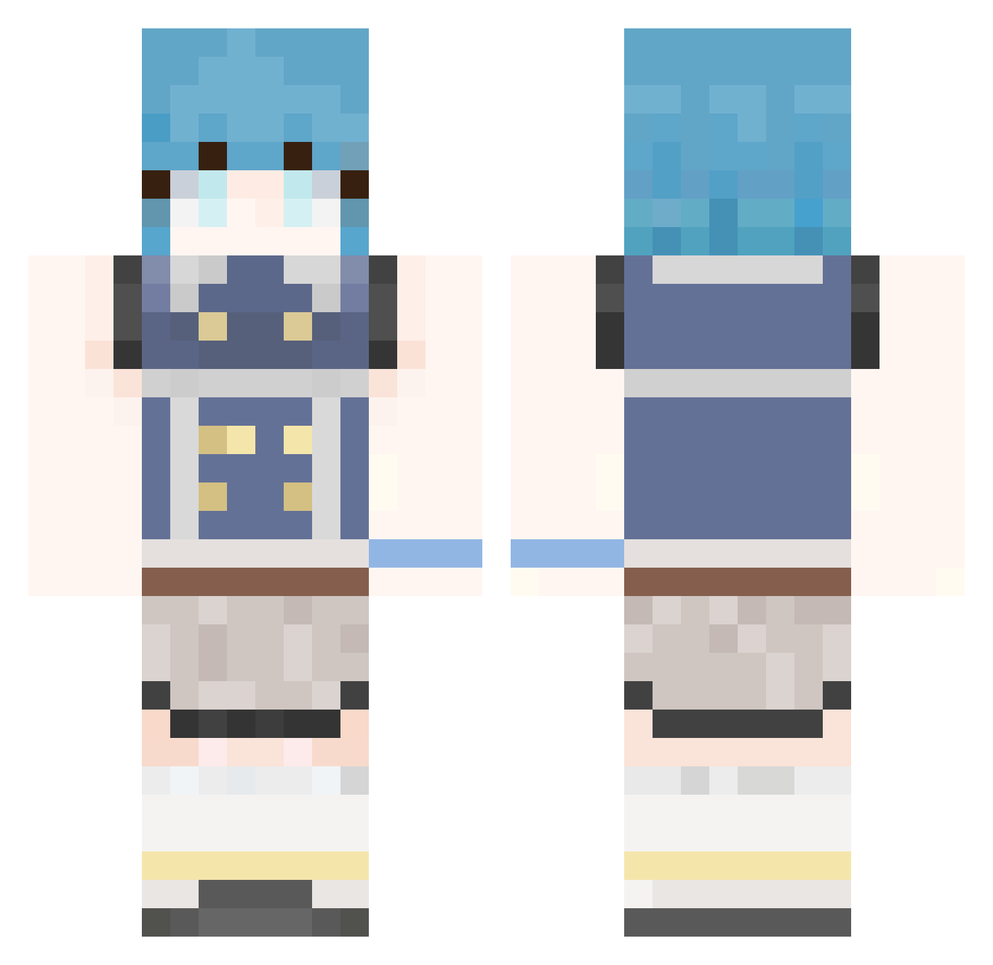 aesekki Minecraft skin, front and back view