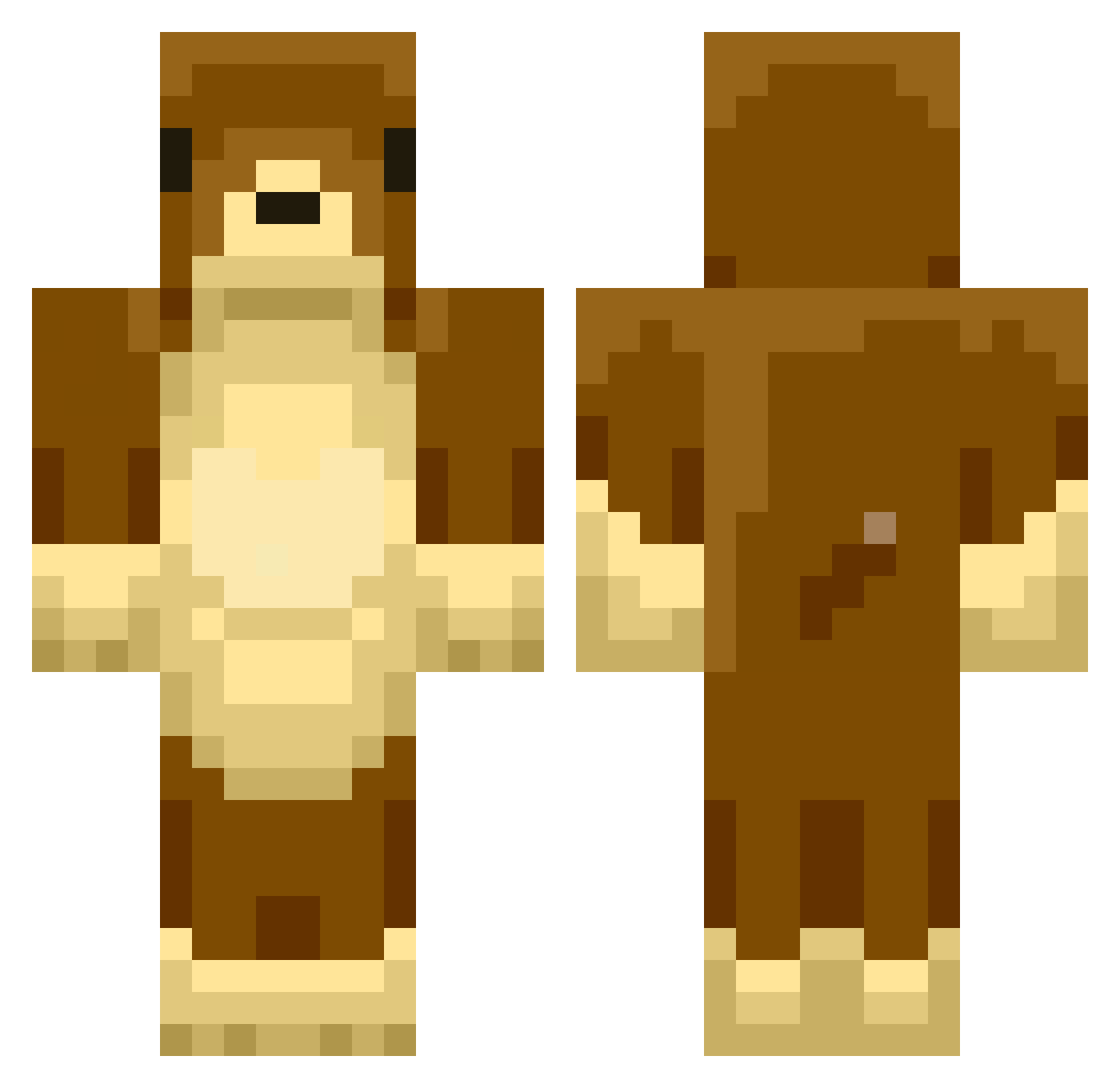 Defines Minecraft skin, front and back view
