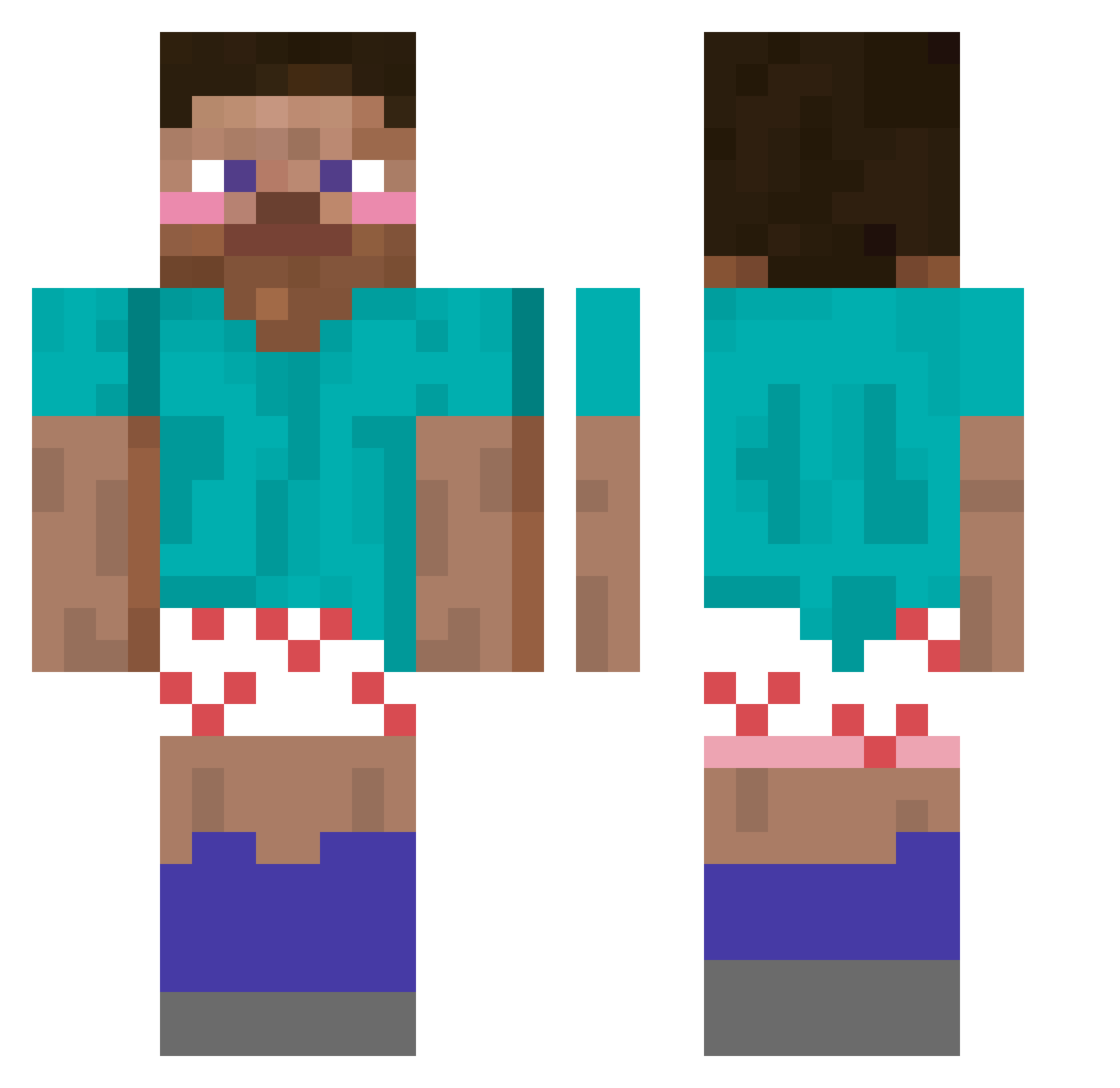 Baggerhusten Minecraft skin, front and back view