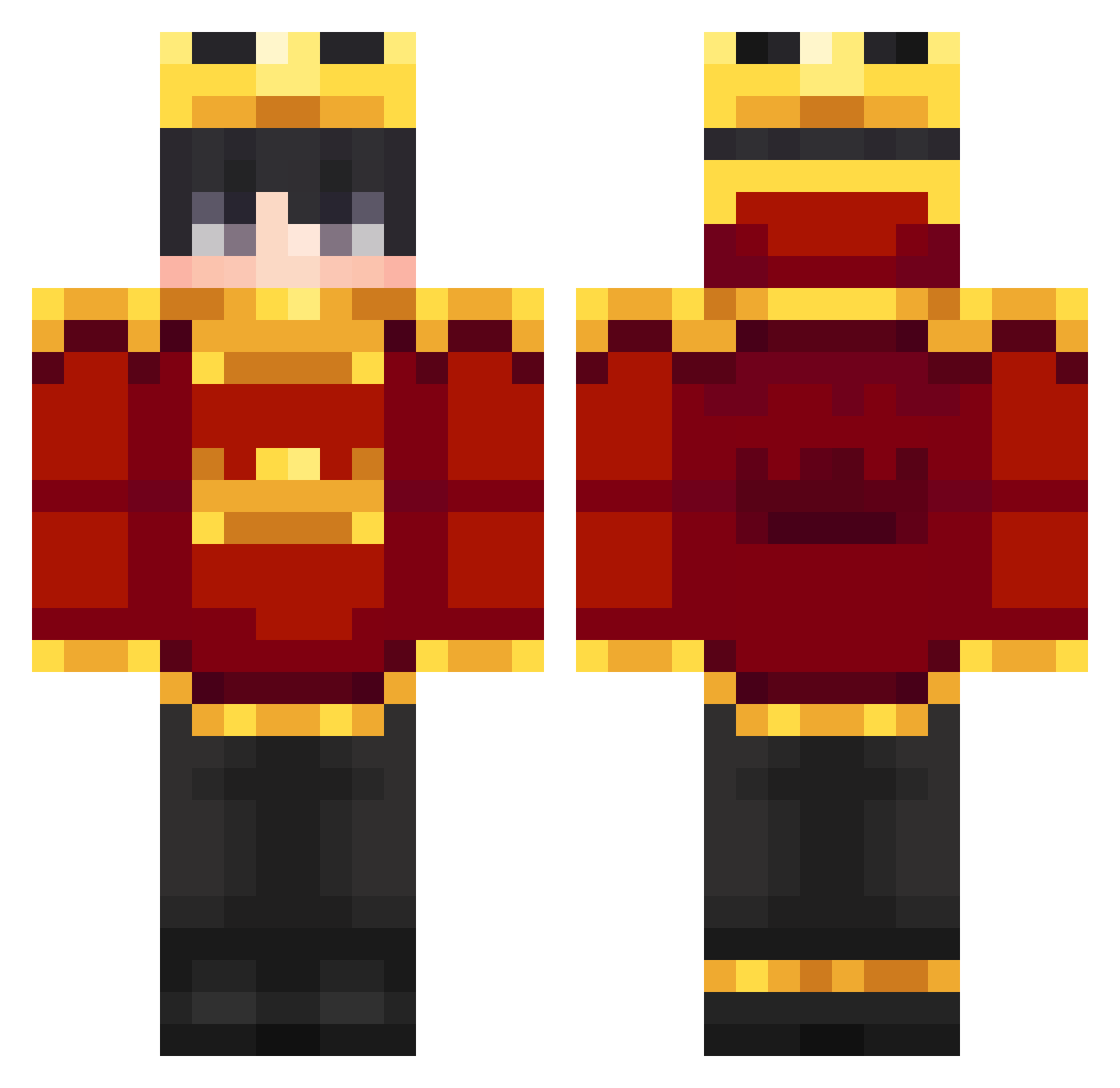 Rendq Minecraft skin, front and back view