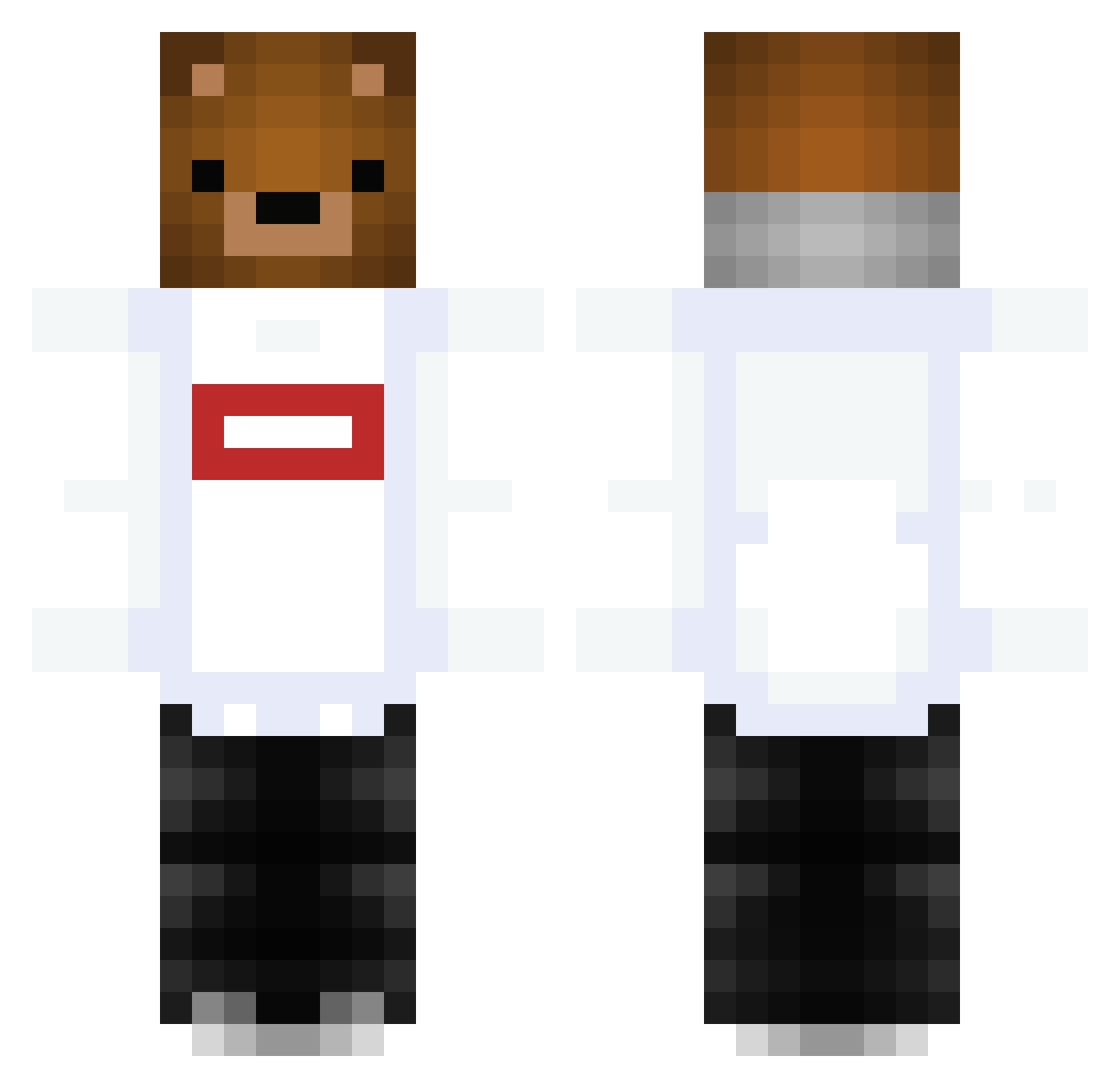 MoeGawd Minecraft skin, front and back view