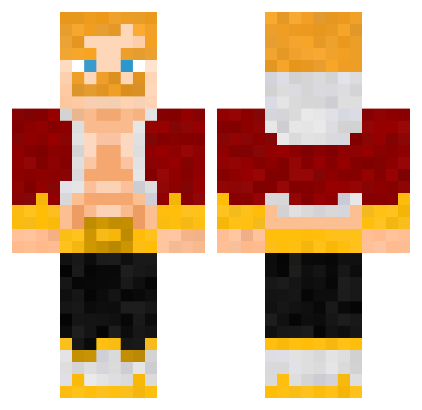 DizziComics Minecraft skin, front and back view