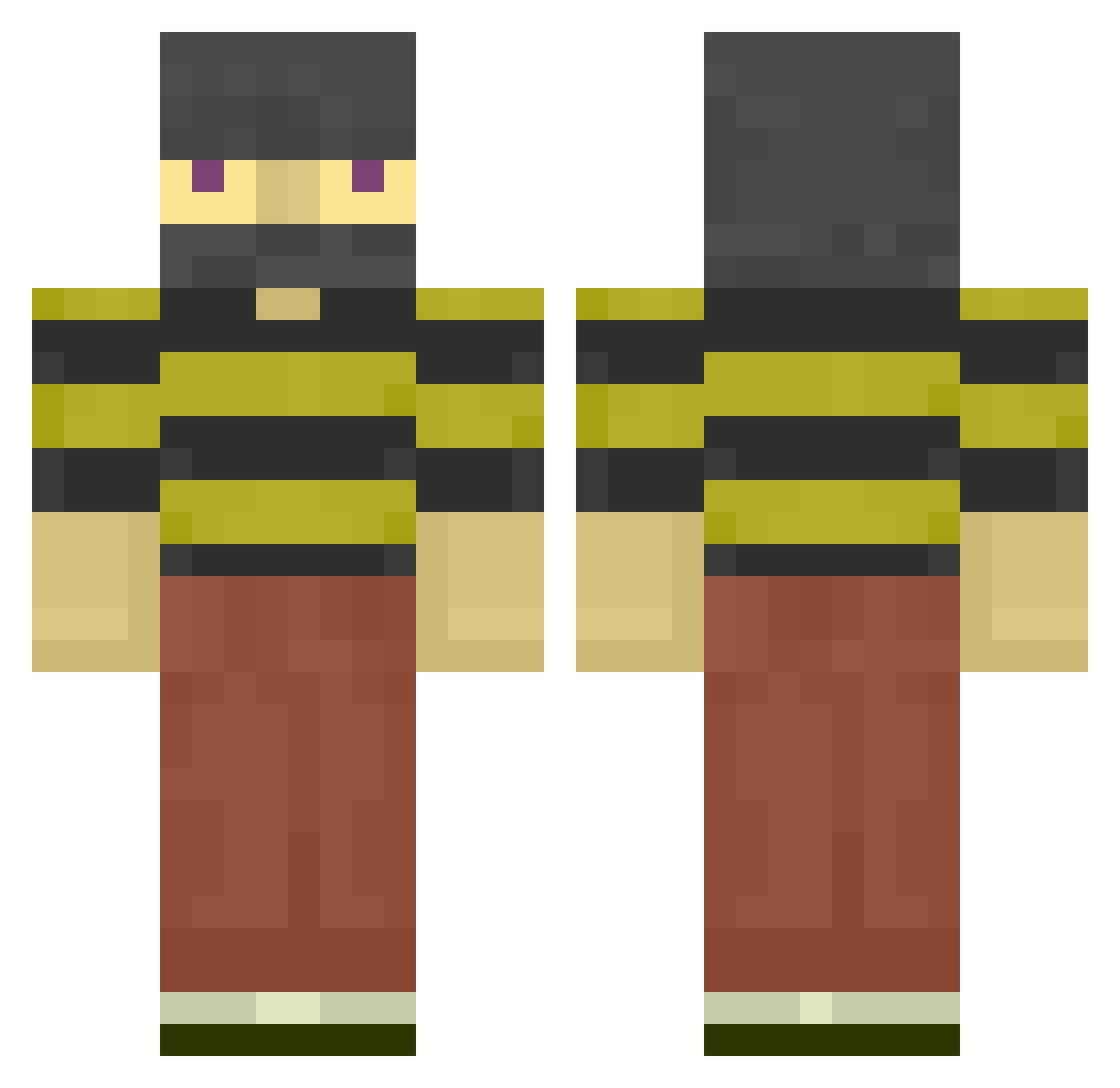 hxruki Minecraft skin, front and back view
