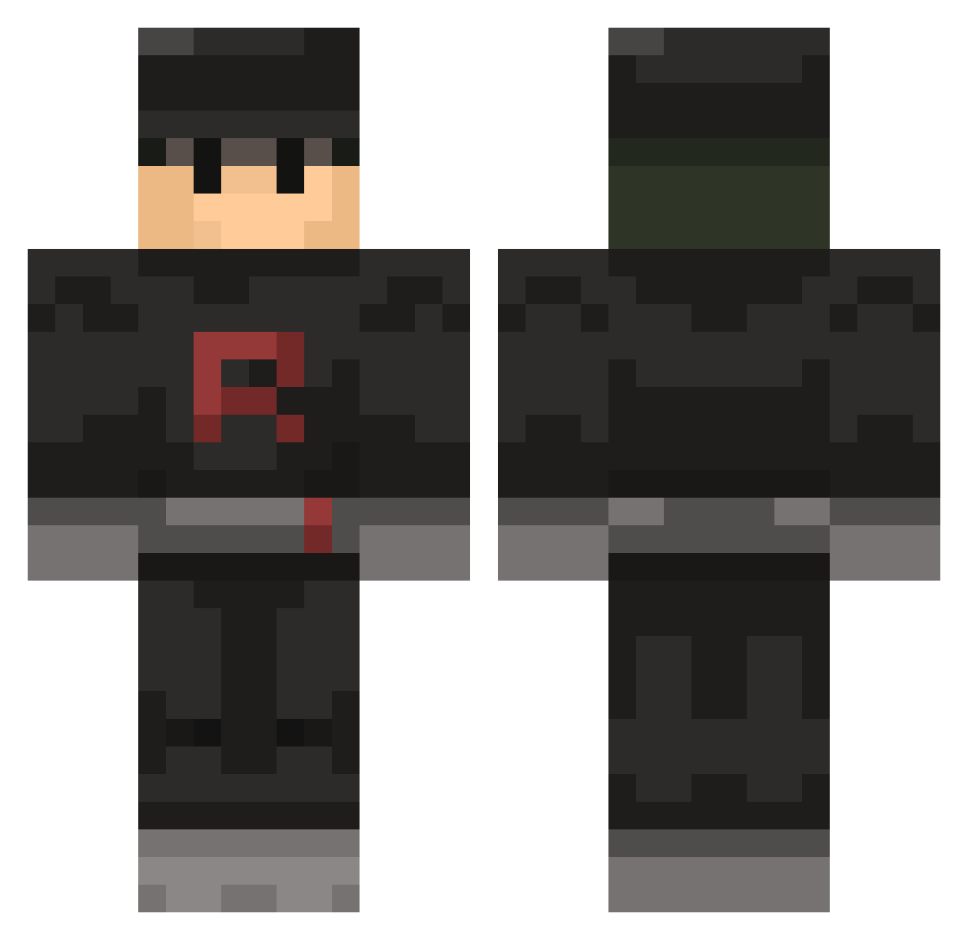 RandomIdiot Minecraft skin, front and back view
