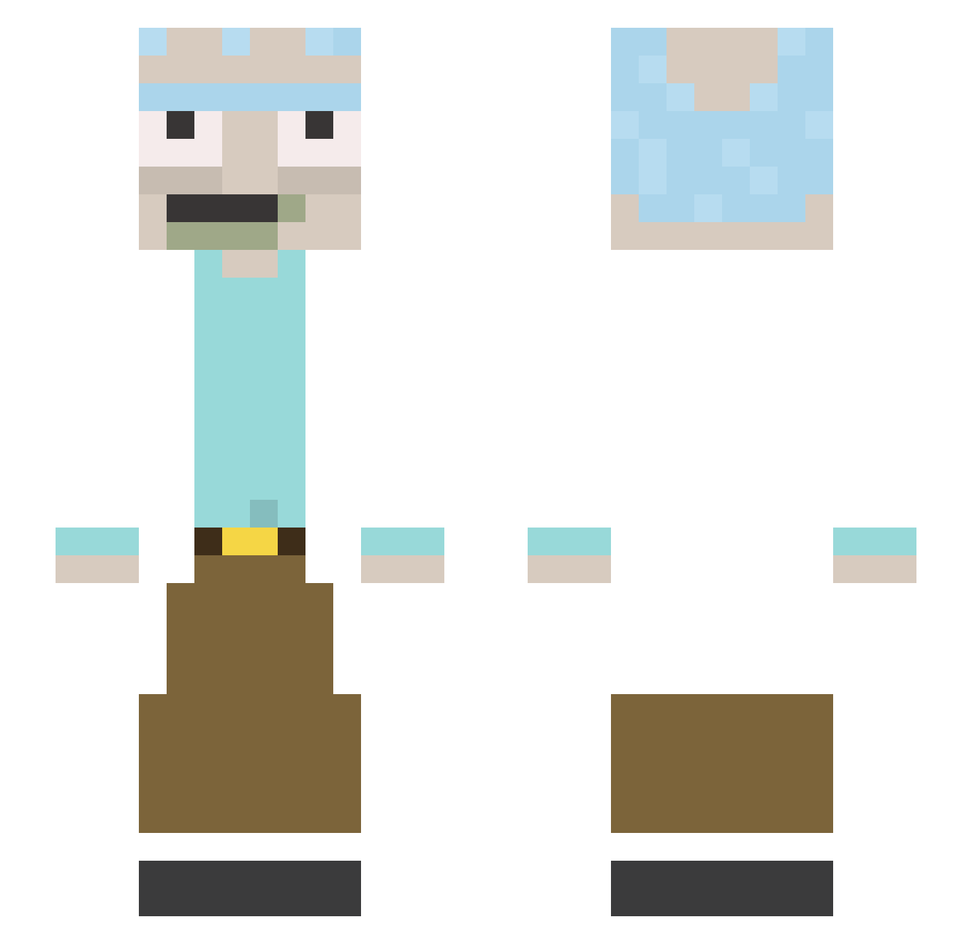 IllBe Minecraft skin, front and back view