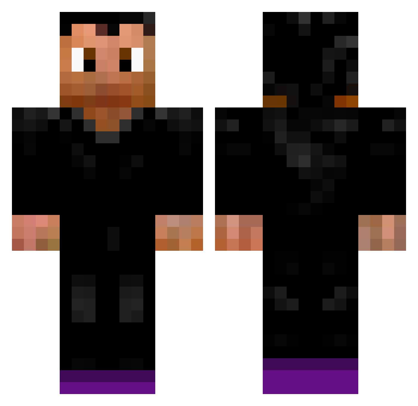 PurpleSkullGamin Minecraft skin, front and back view
