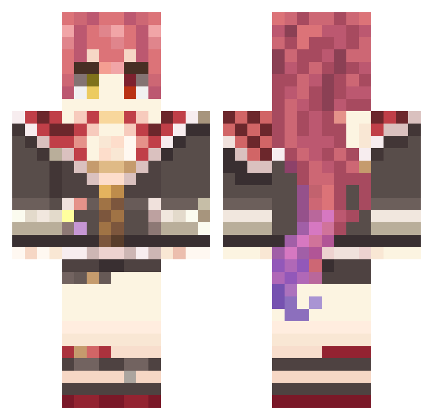 ineradicable Minecraft skin, front and back view