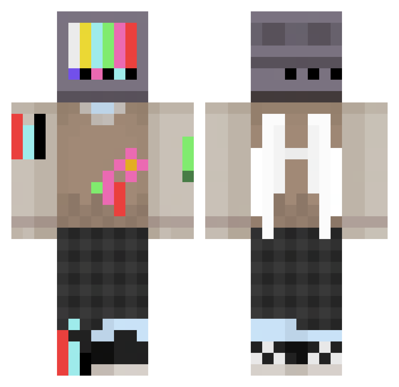 QuaffGlom Minecraft skin, front and back view