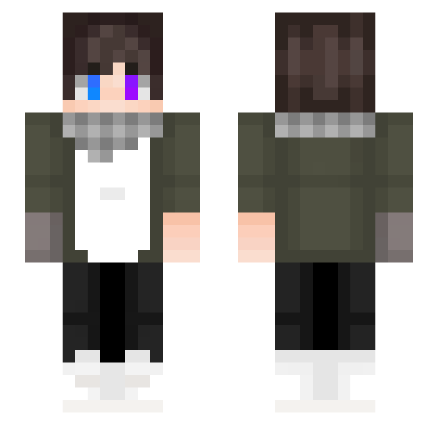 Zekqi Minecraft skin, front and back view