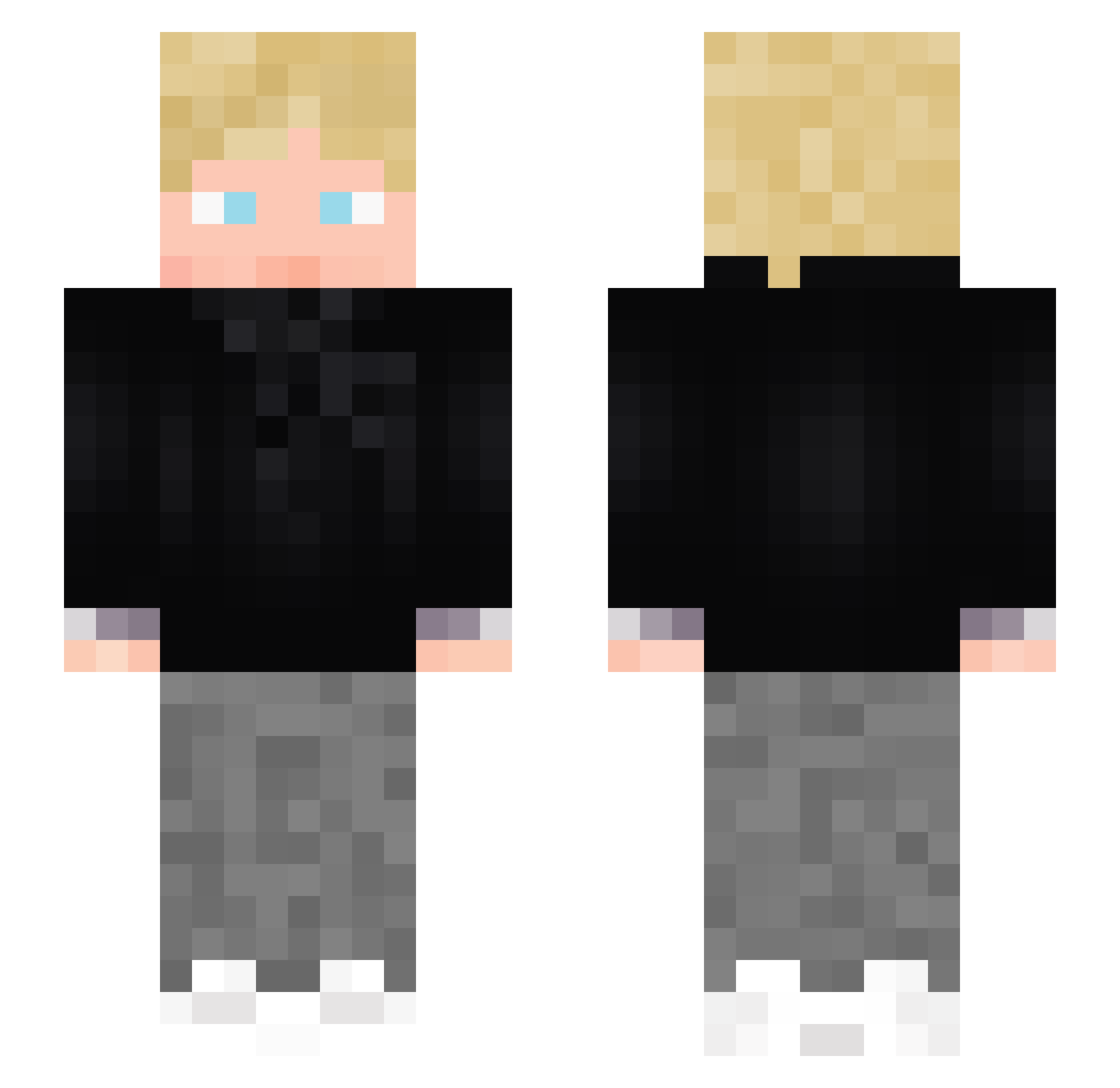 Hakitto Minecraft skin, front and back view