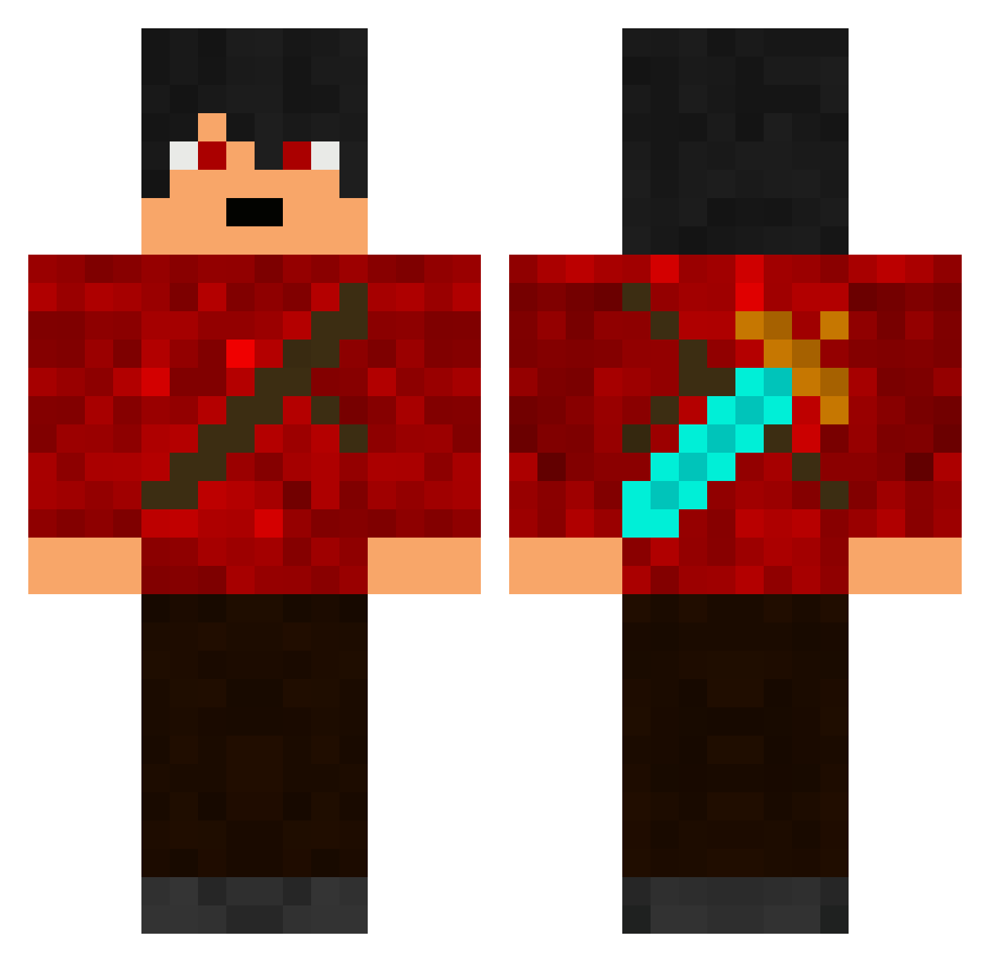 warhead Minecraft skin, front and back view