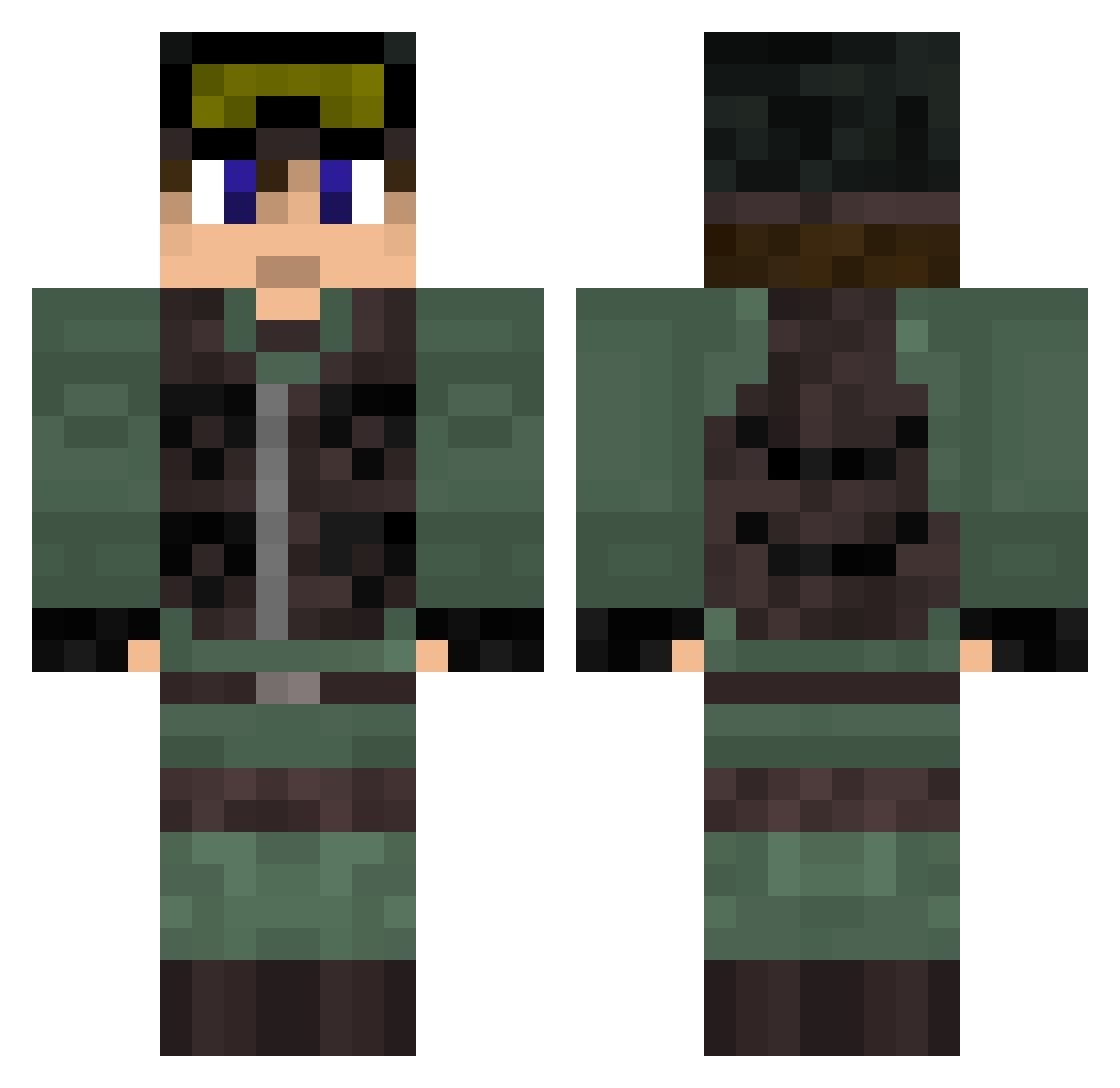 xcorellian Minecraft skin, front and back view