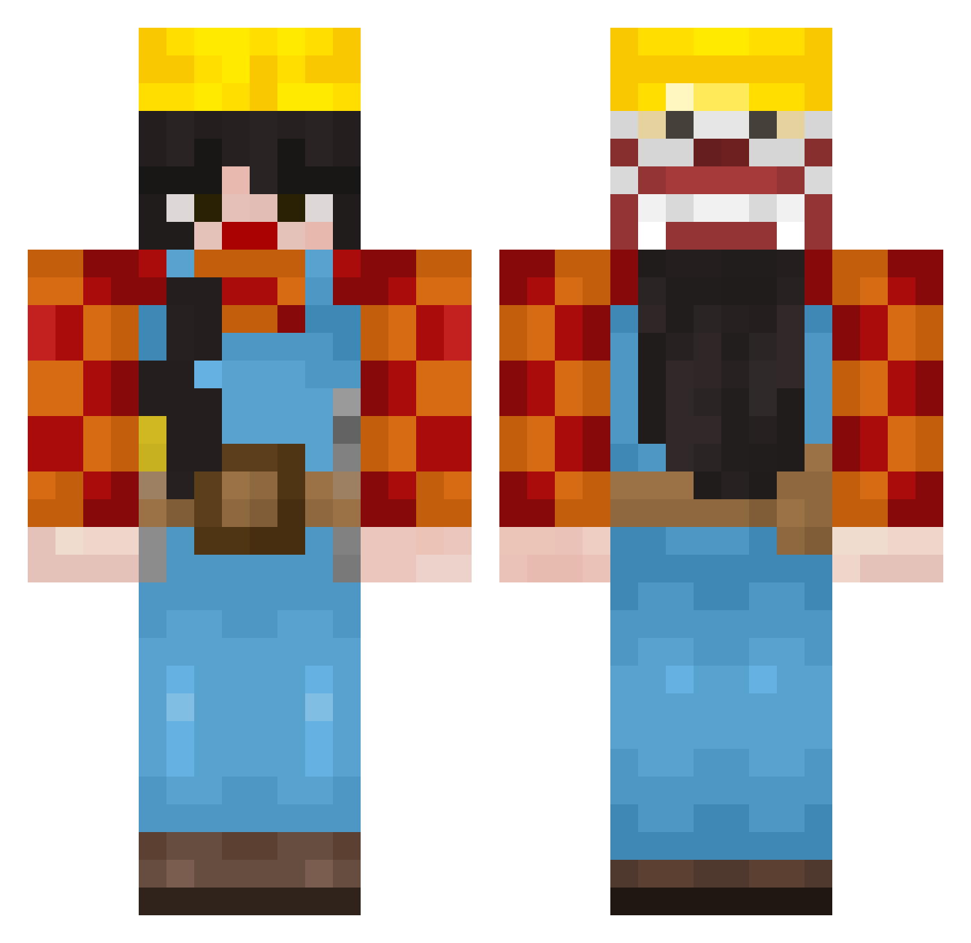 lclowntyl Minecraft skin, front and back view