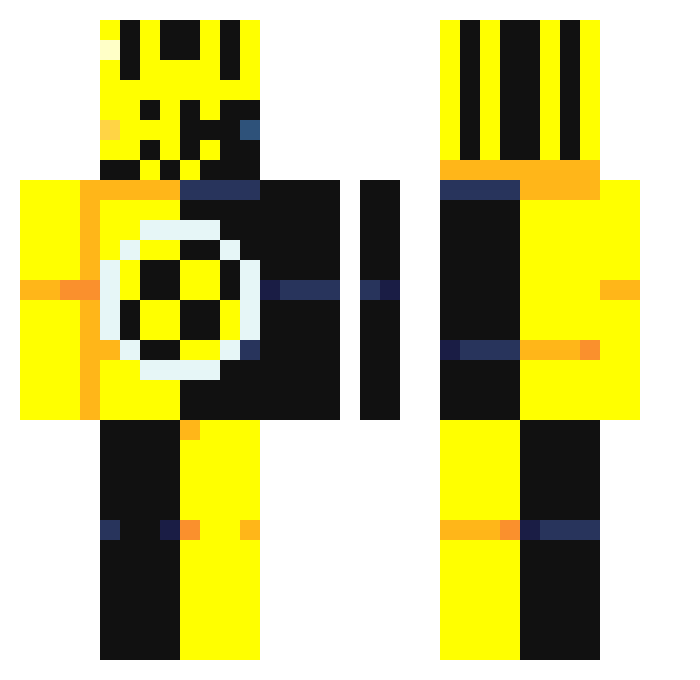 bubbLyPrototype Minecraft skin, front and back view