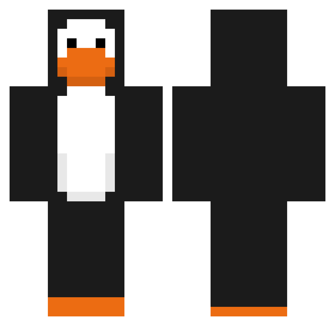 rentobox Minecraft skin, front and back view