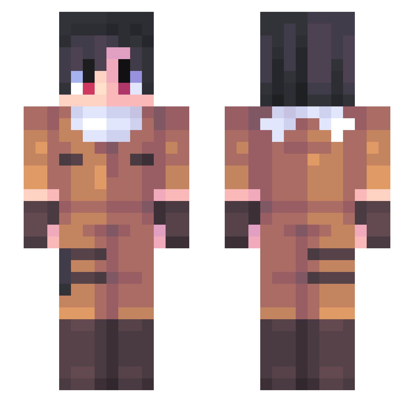 SnackSimons Minecraft skin, front and back view