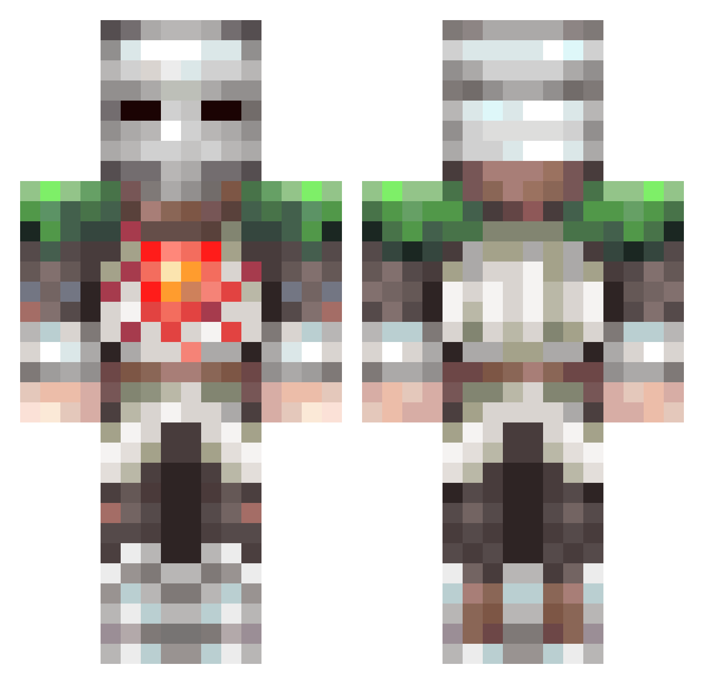 Muckles Minecraft skin, front and back view