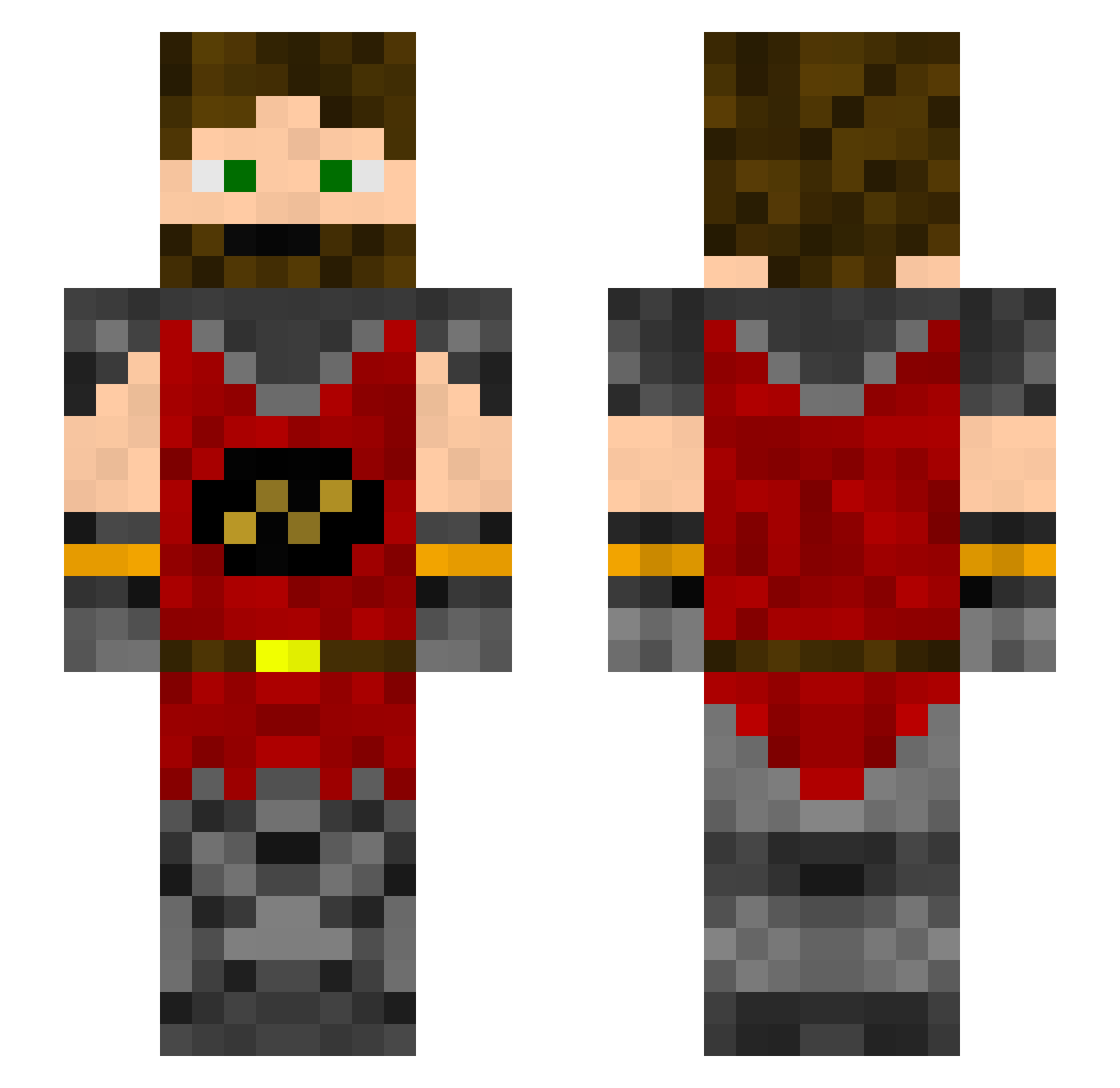 Leister Minecraft skin, front and back view