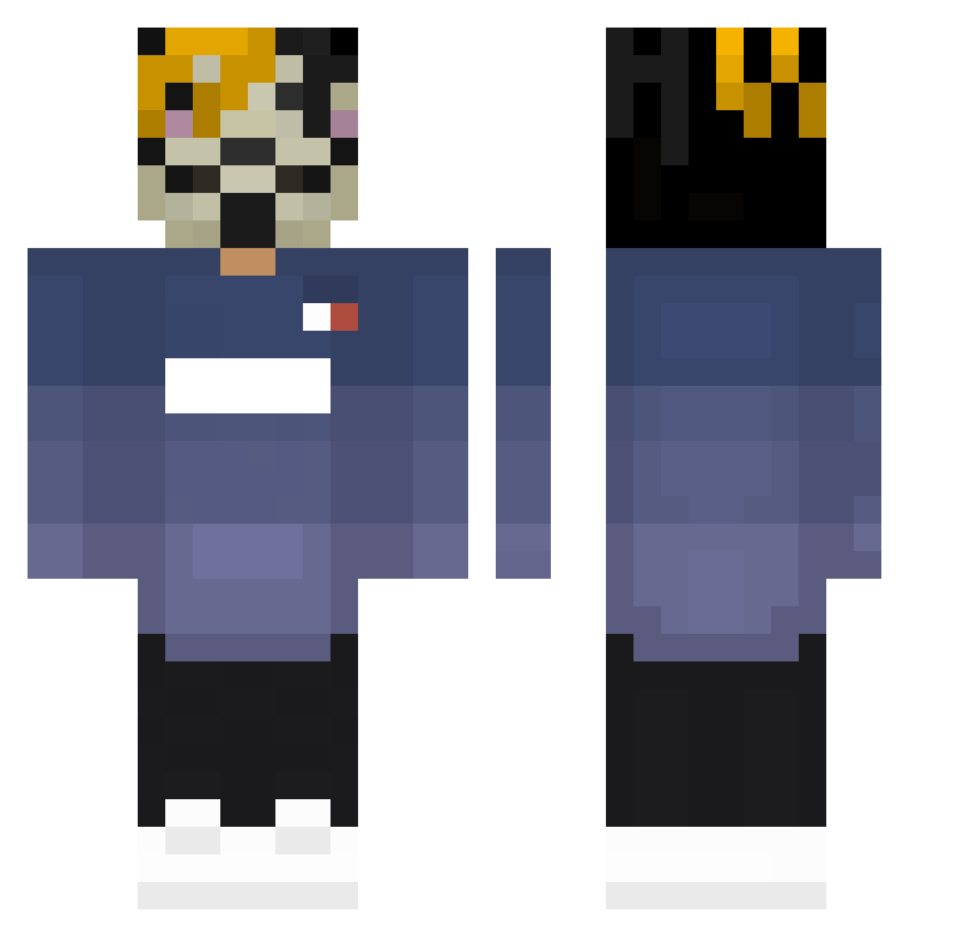 Slowcoach Minecraft skin, front and back view