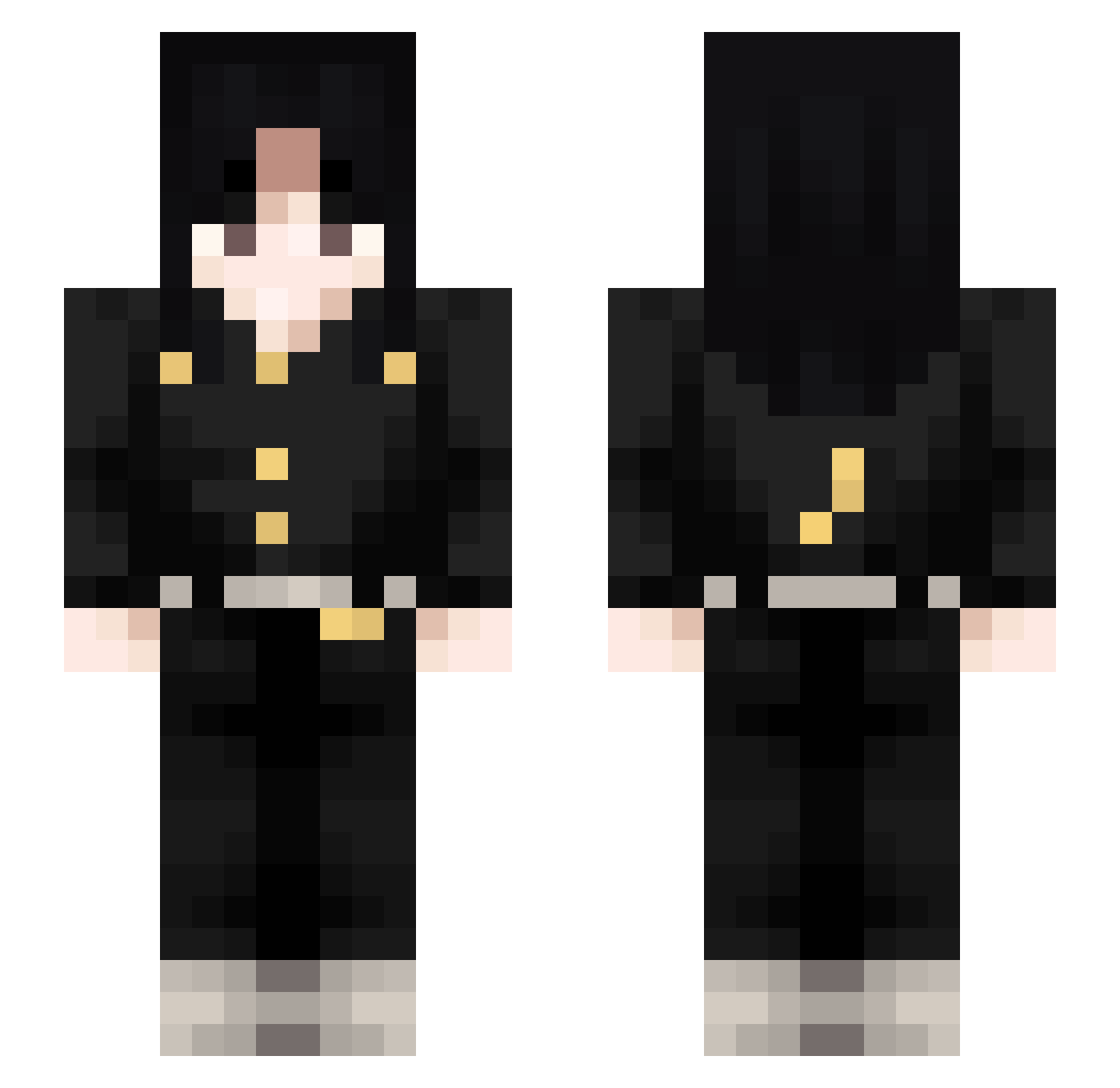 Rxsrv Minecraft skin, front and back view