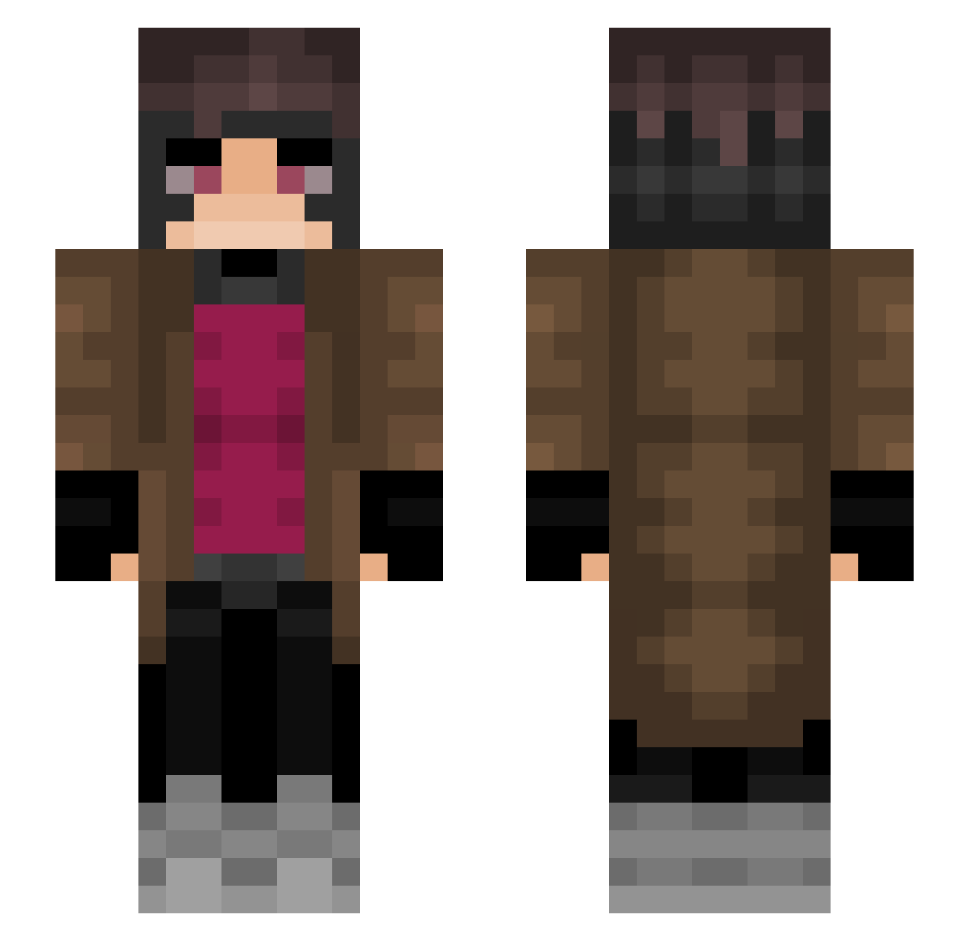 SantyJPG Minecraft skin, front and back view