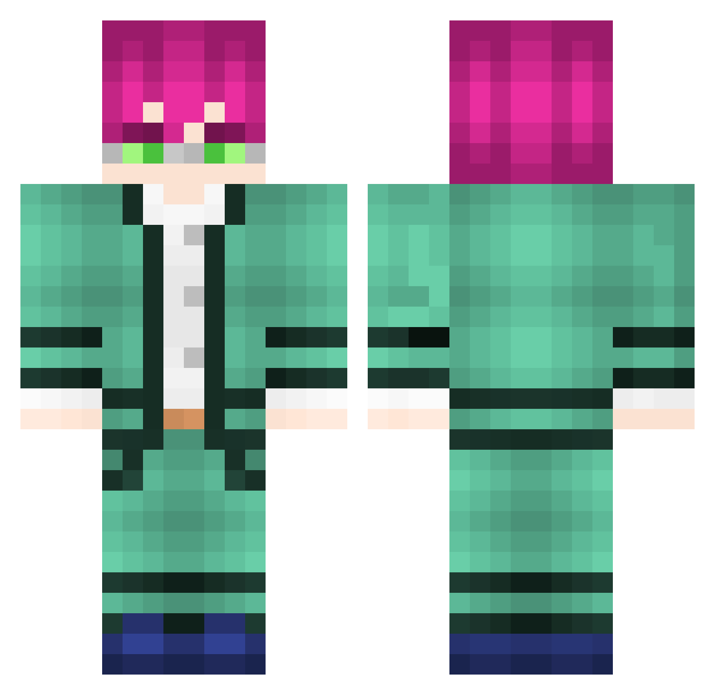 ShiroAkamusa Minecraft skin, front and back view
