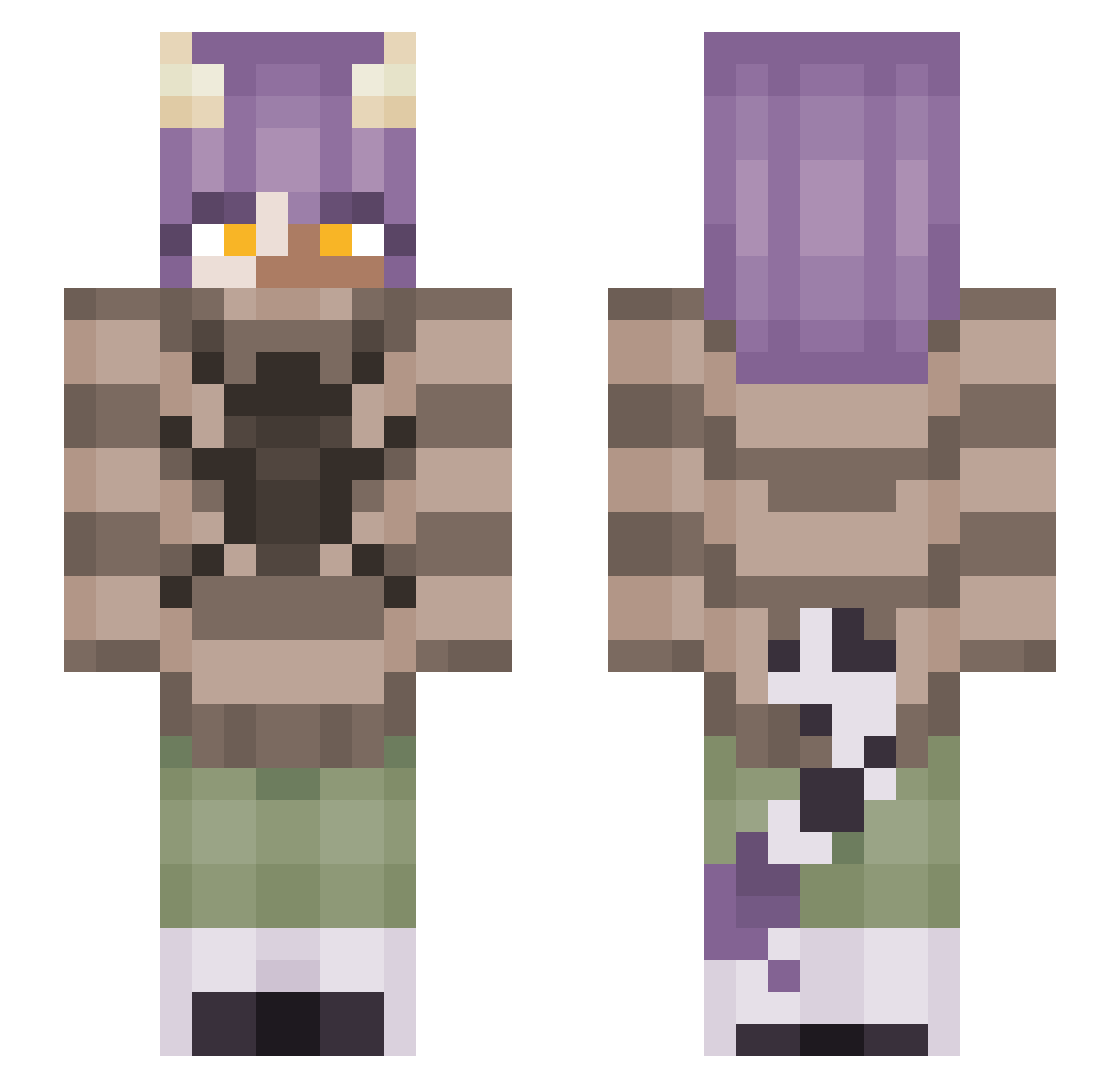 Splittinyanuts Minecraft skin, front and back view