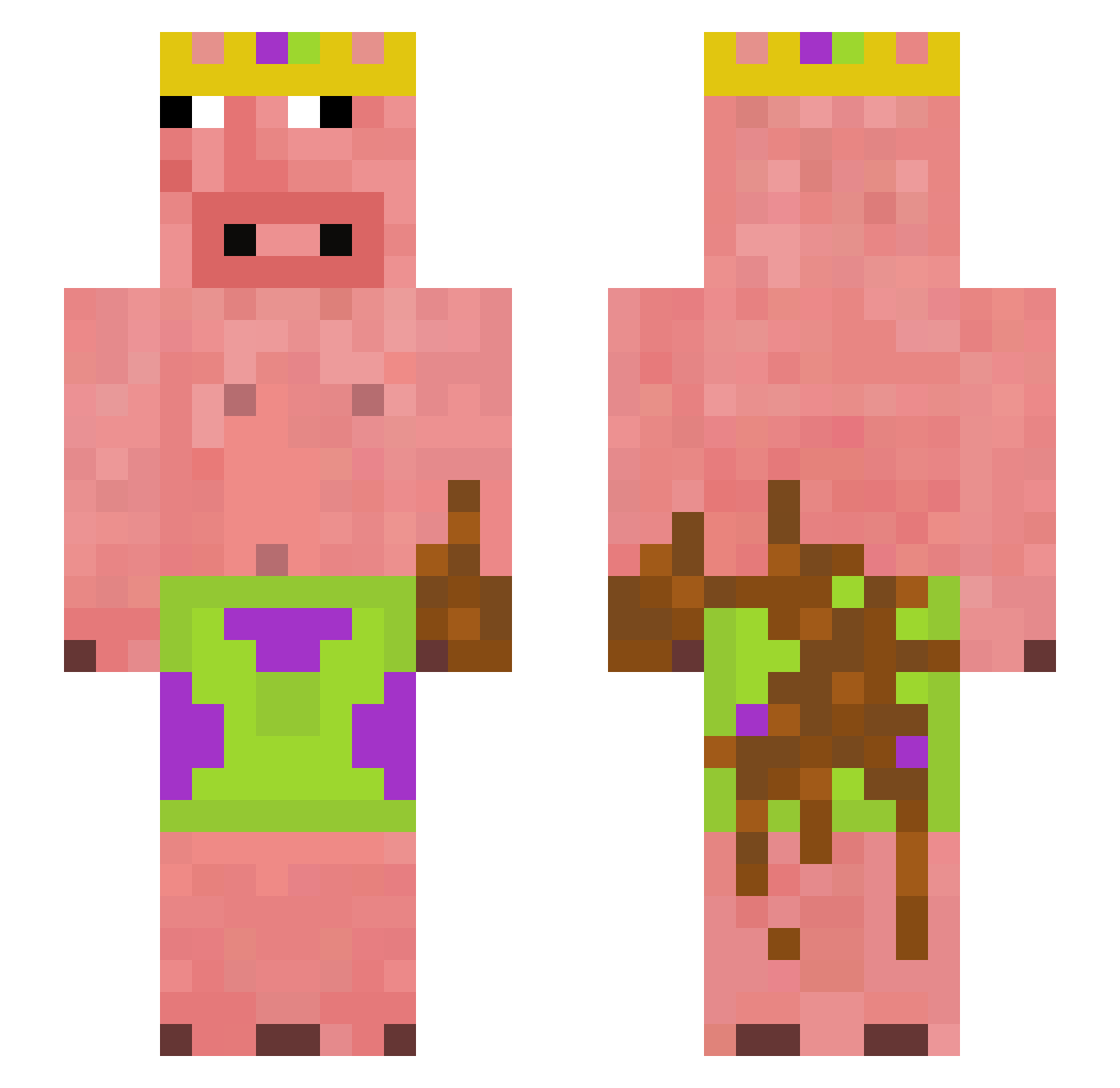 JackHache Minecraft skin, front and back view
